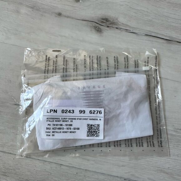 Savage Fenty Accessories Curvy Shining Star Chest Harness Metallic Honey MoneyOS - Picture 5 of 5